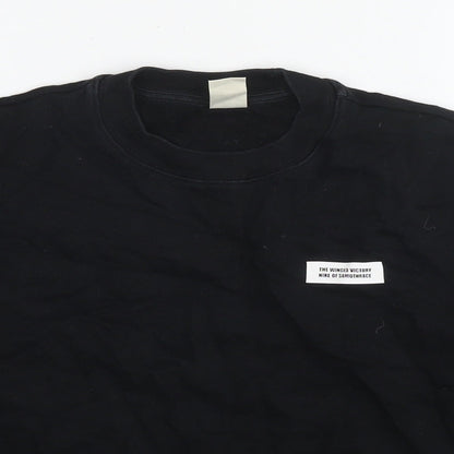 Uniqlo Womens Black Cotton Pullover Sweatshirt Size S Pullover - Quote Text Wings