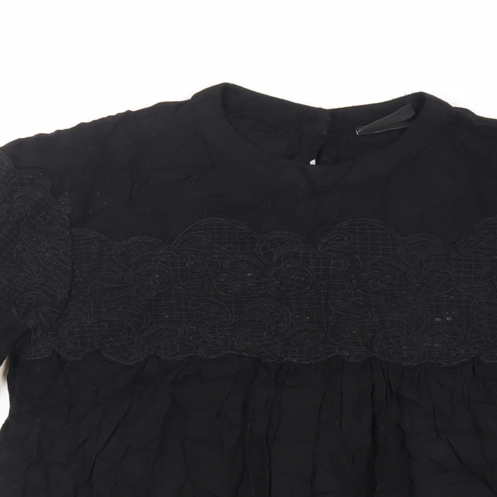Womens UK Size XS VILA Black Basic Blouse
