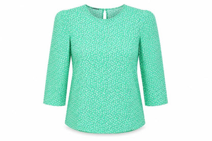 Adrianna Papell Womens Green Floral Polyester Basic Blouse Size L Mock Neck