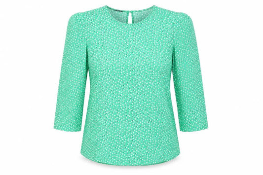 Adrianna Papell Womens Green Floral Polyester Basic Blouse Size L Mock Neck