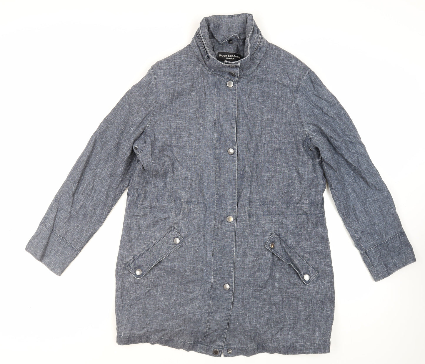 FOUR SEASONS Womens Blue Overcoat Coat Size M Zip