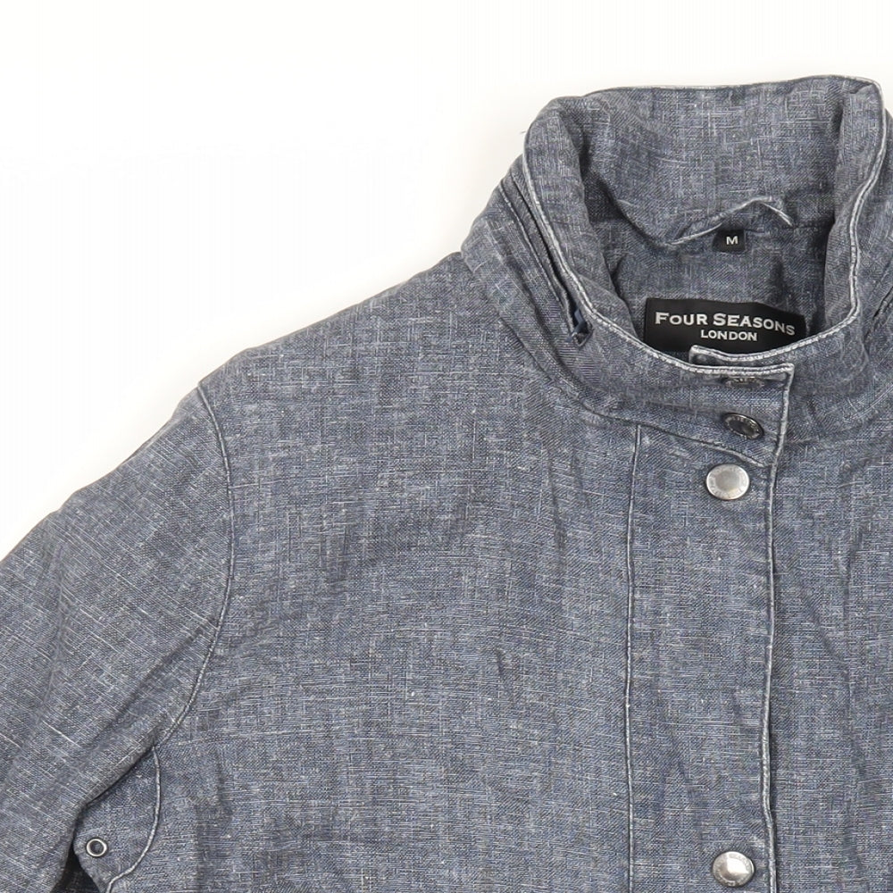 FOUR SEASONS Womens Blue Overcoat Coat Size M Zip