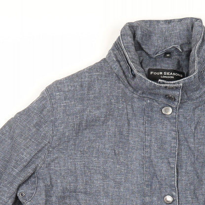 FOUR SEASONS Womens Blue Overcoat Coat Size M Zip