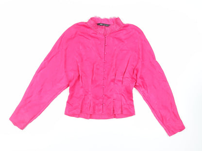 Womens UK Size M Zara Pink Basic Button-Up