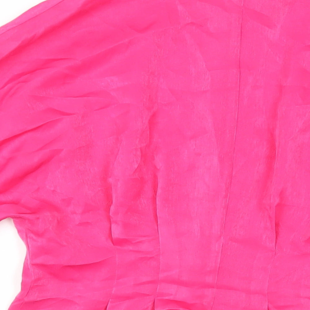 Womens UK Size M Zara Pink Basic Button-Up