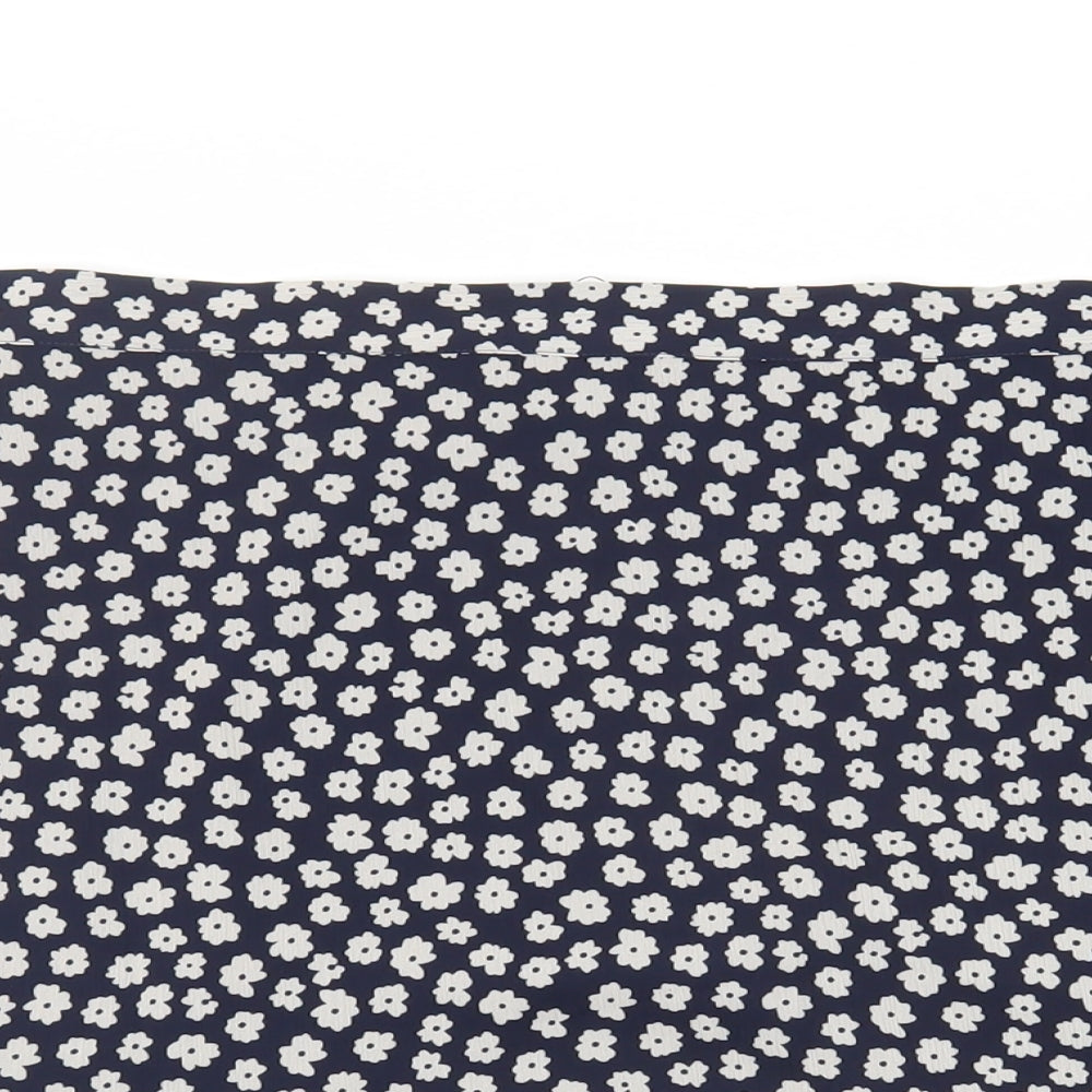 Marks and Spencer Womens Blue Floral Polyester Flare Skirt Size 18 Zip