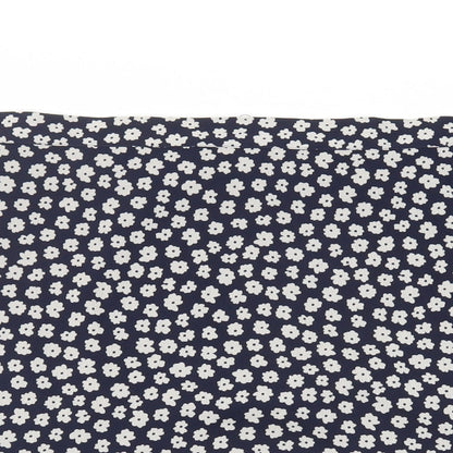 Marks and Spencer Womens Blue Floral Polyester Flare Skirt Size 18 Zip