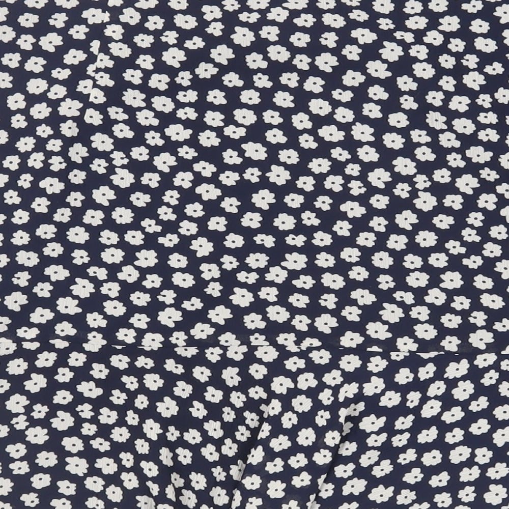 Marks and Spencer Womens Blue Floral Polyester Flare Skirt Size 18 Zip