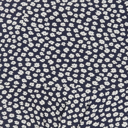 Marks and Spencer Womens Blue Floral Polyester Flare Skirt Size 18 Zip