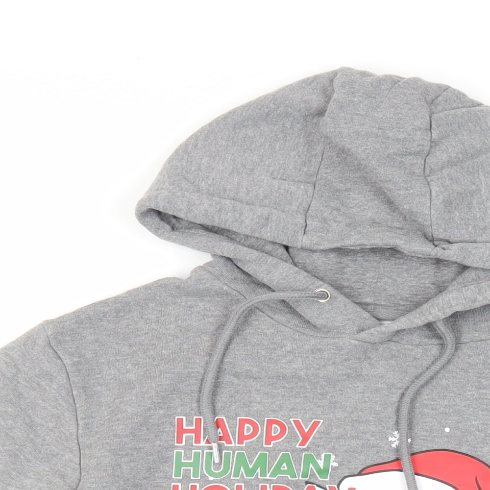 Adult Swim Mens Grey Cotton Pullover Hoodie Size S - Rick and Morty Christmas