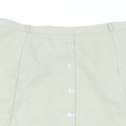Berkertex Womens Green Polyester A-Line Skirt Size 16 Button - Elasticated Waist