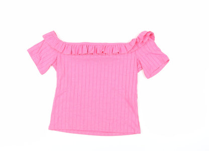 Womens UK Size S Zara Pink Basic T-Shirt