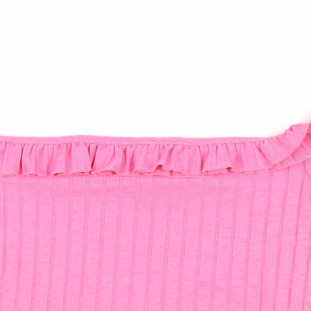 Womens UK Size S Zara Pink Basic T-Shirt