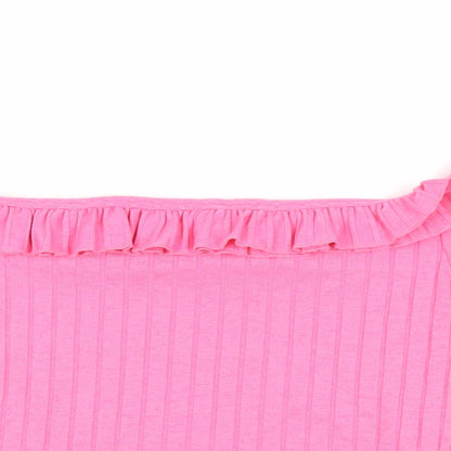 Womens UK Size S Zara Pink Basic T-Shirt