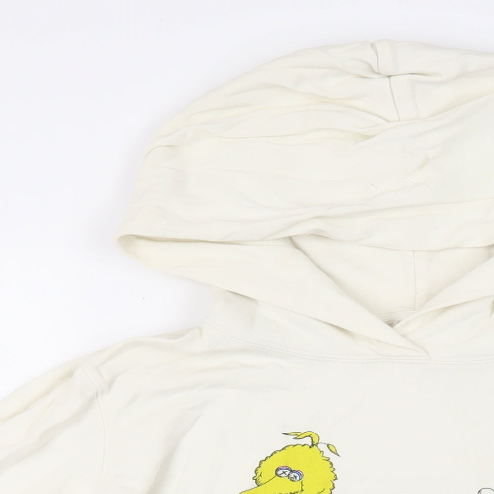 Uniqlo Womens Ivory Cotton Pullover Hoodie Size S Pullover - Sesame Street