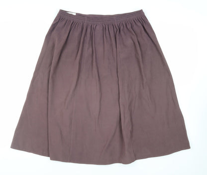 Rosy Womens Purple Polyester A-Line Skirt Size 20 - Elasticated Waist Embroidered