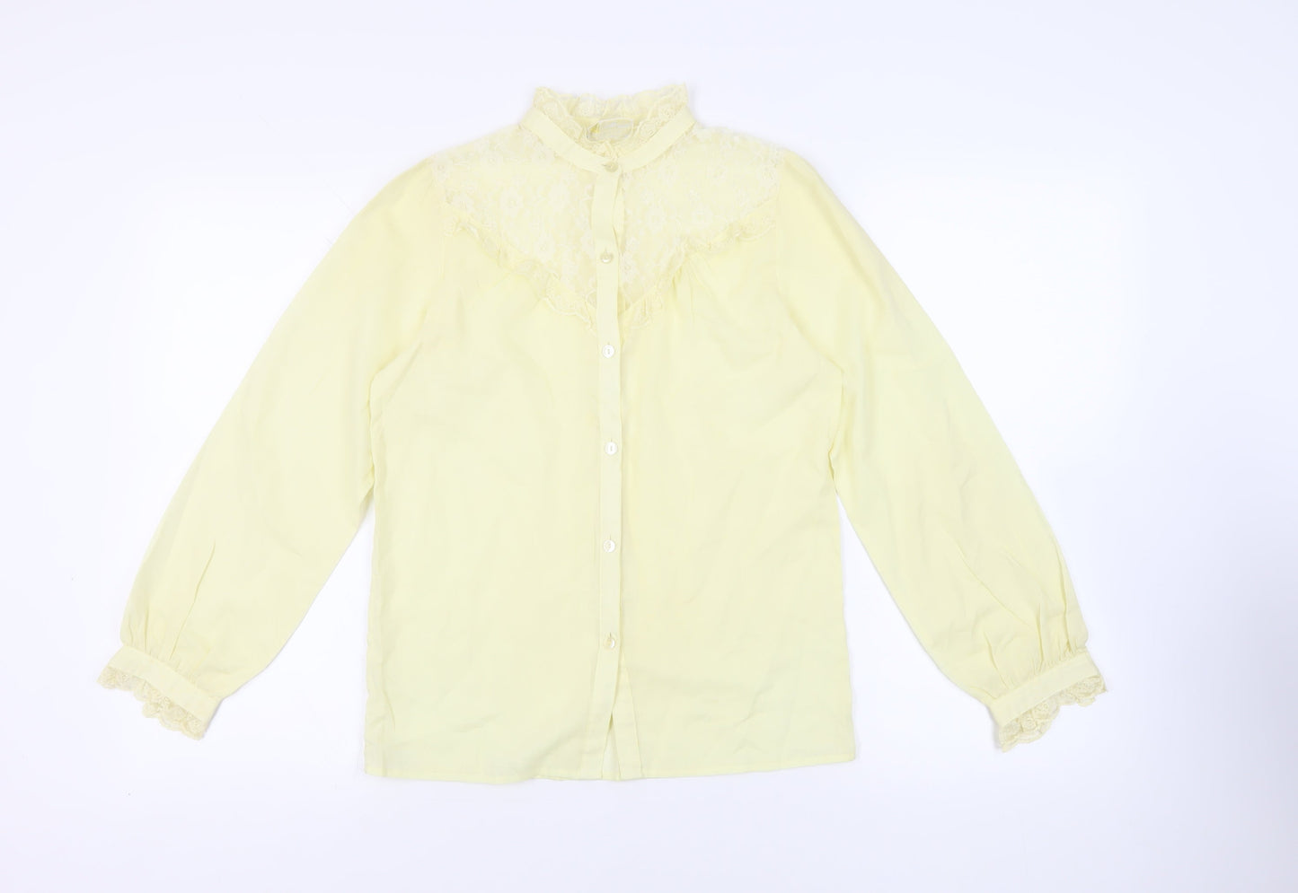 Womens UK Size 10 Chelsea Girl Yellow Basic Button-Up