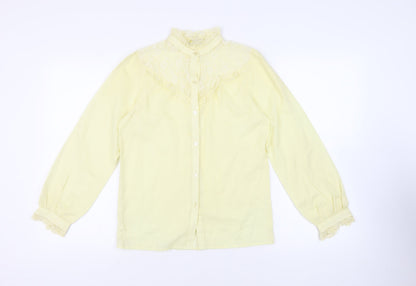 Womens UK Size 10 Chelsea Girl Yellow Basic Button-Up