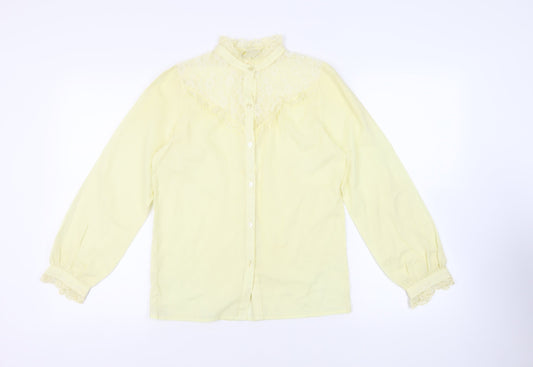 Womens UK Size 10 Chelsea Girl Yellow Basic Button-Up