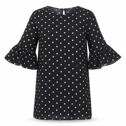 H&M Womens Black Polka Dot Viscose Shift Size 6 Round Neck Button