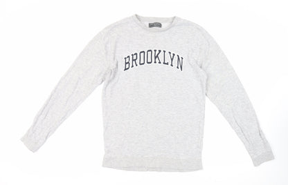 Brooklyn Mens Grey Cotton Pullover Sweatshirt Size S