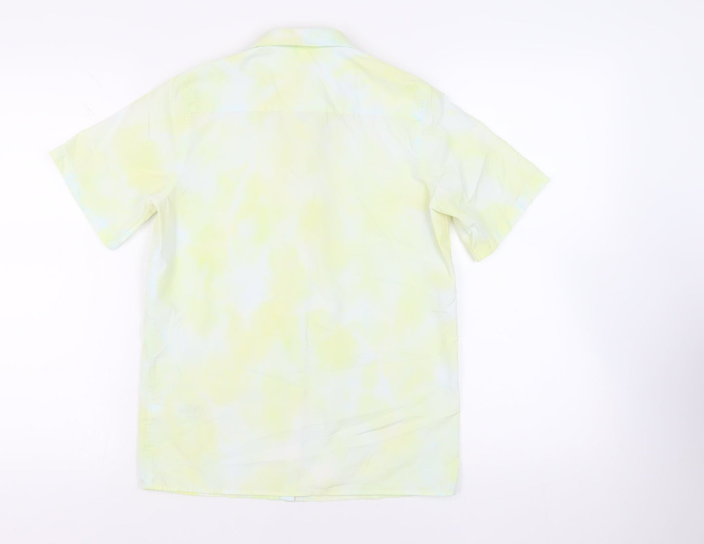 Marks and Spencer Girls Yellow Cotton Basic Button-Up Size 13-14 Years Collared Button - Tie Dye