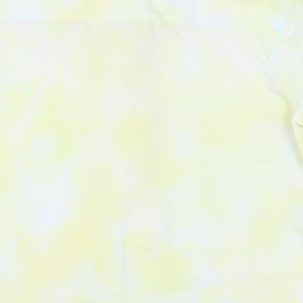 Marks and Spencer Girls Yellow Cotton Basic Button-Up Size 13-14 Years Collared Button - Tie Dye