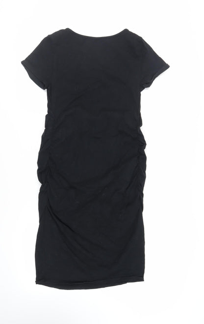 Isabel Womens Black Cotton T-Shirt Dress Size M Round Neck Pullover - Maternity