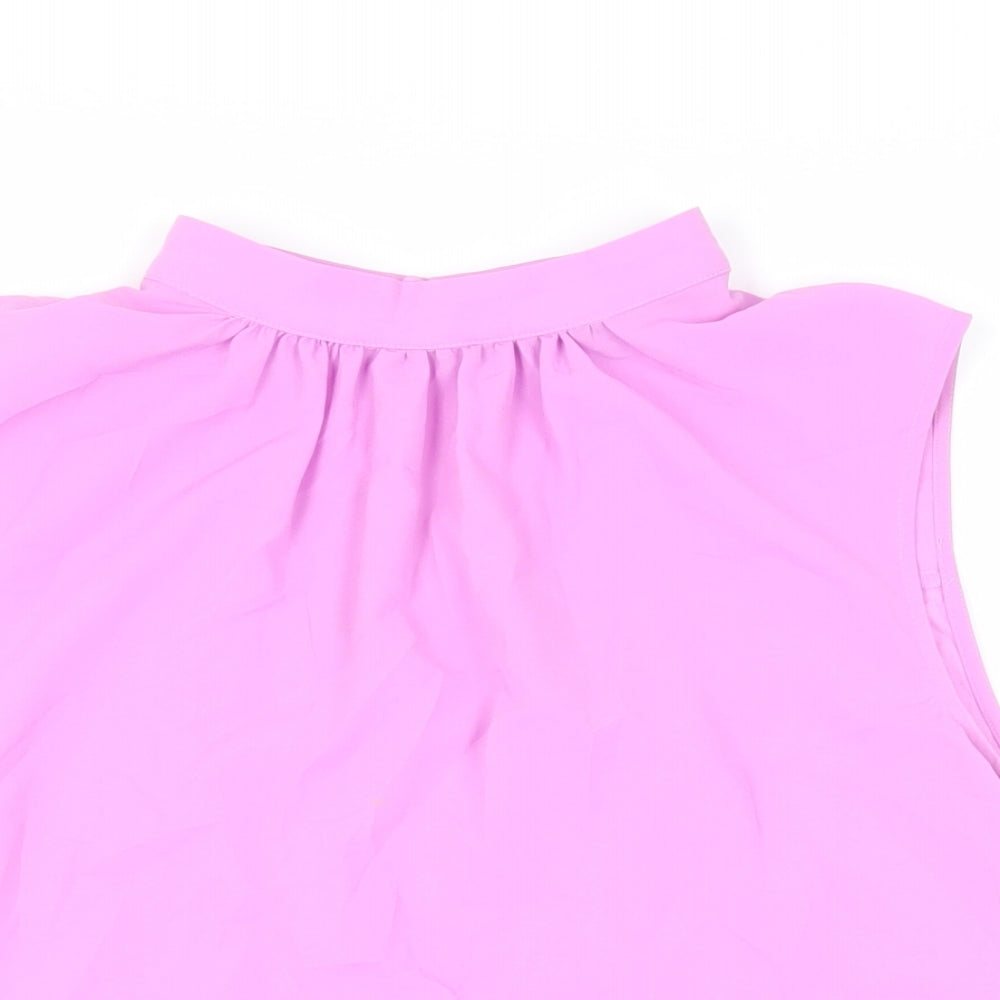 French Connection Womens Purple Polyester Basic Blouse Size M Mock Neck