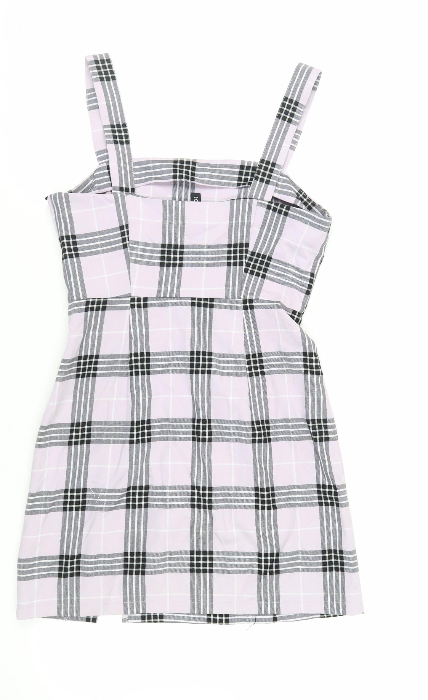 Divided by H&M Womens Purple Plaid Polyester Mini Size 8 Square Neck Zip