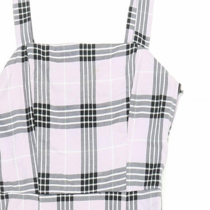 Divided by H&M Womens Purple Plaid Polyester Mini Size 8 Square Neck Zip