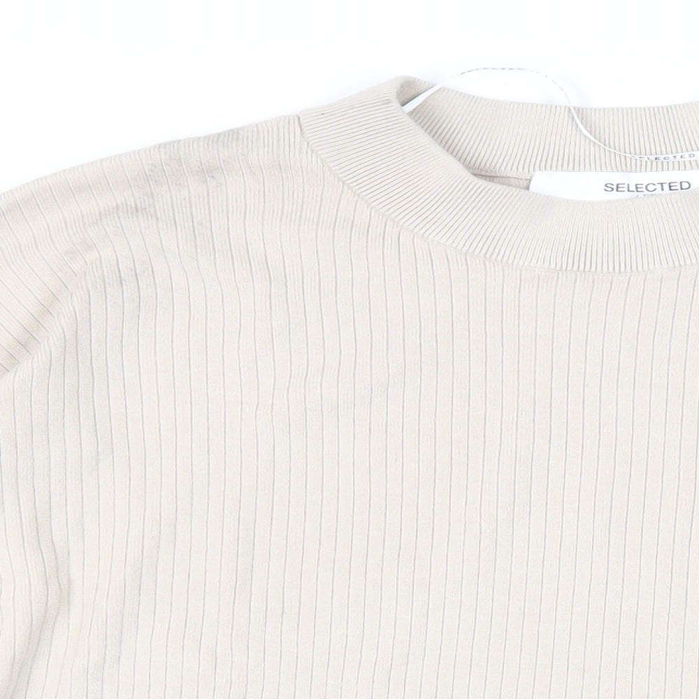 Womens UK Size L Selected Femme Beige Pullover Jumper