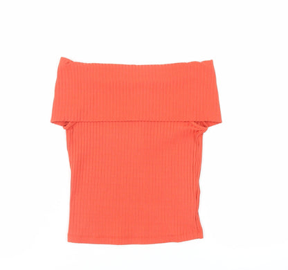 Womens UK Size 6 ASOS Orange Cropped Blouse