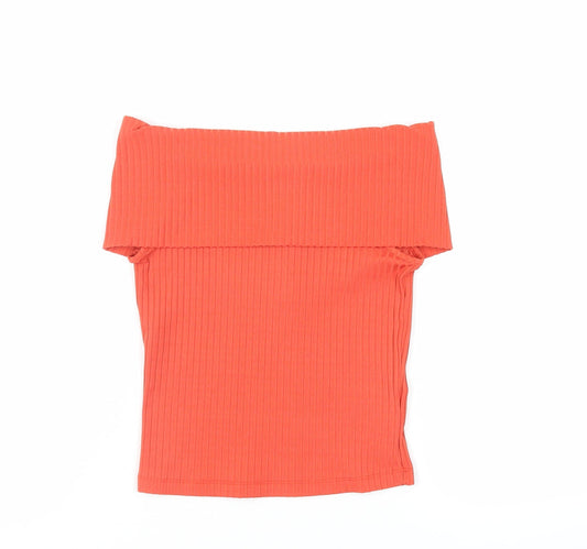 Womens UK Size 6 ASOS Orange Cropped Blouse