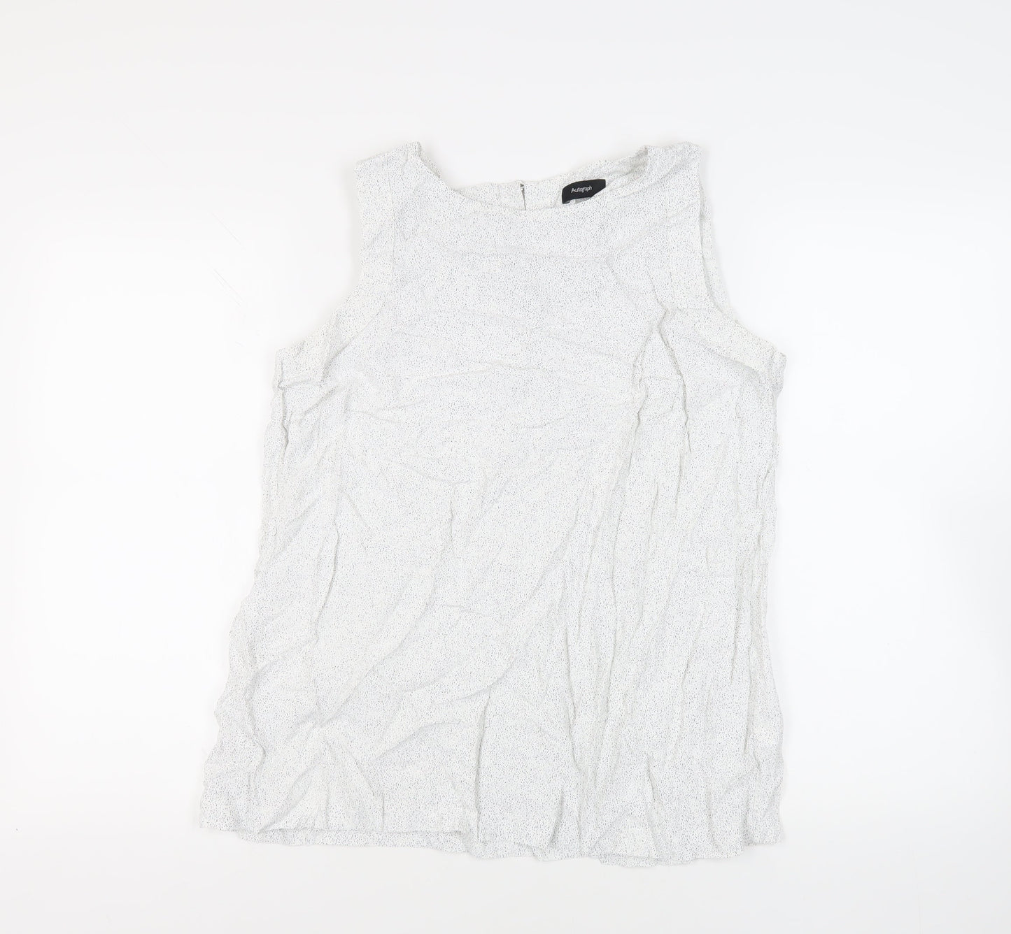 Autograph Womens White Animal Print Viscose Basic Blouse Size 14 Boat Neck