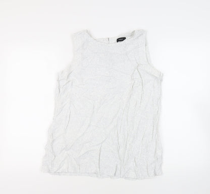 Autograph Womens White Animal Print Viscose Basic Blouse Size 14 Boat Neck