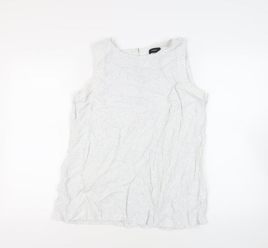 Autograph Womens White Animal Print Viscose Basic Blouse Size 14 Boat Neck