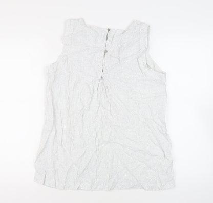 Autograph Womens White Animal Print Viscose Basic Blouse Size 14 Boat Neck