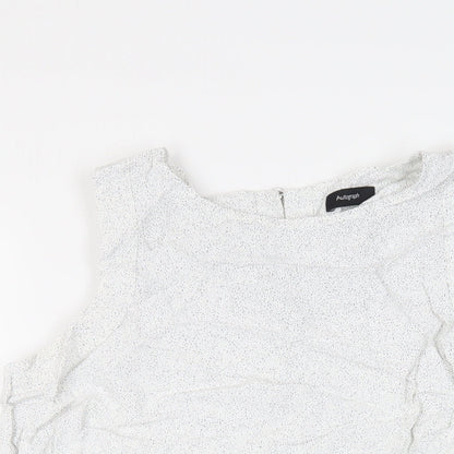 Autograph Womens White Animal Print Viscose Basic Blouse Size 14 Boat Neck