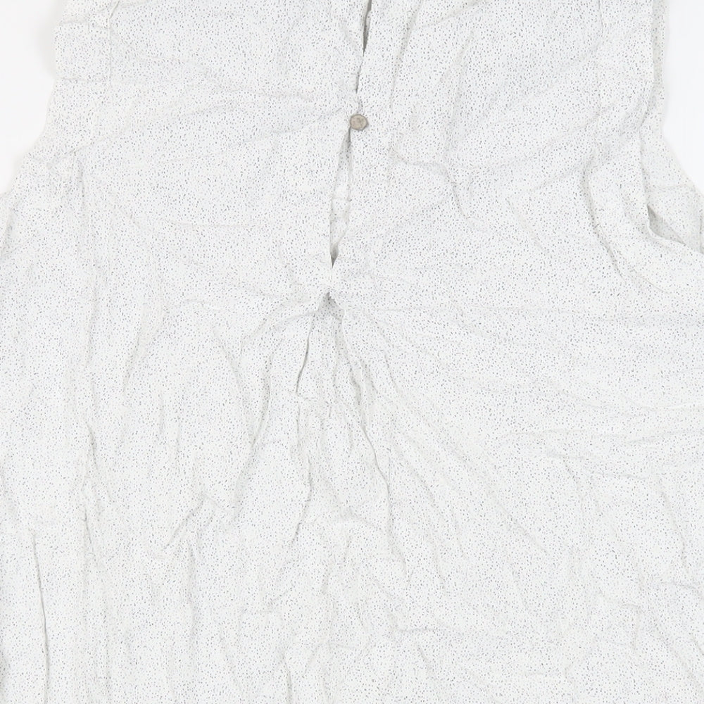 Autograph Womens White Animal Print Viscose Basic Blouse Size 14 Boat Neck