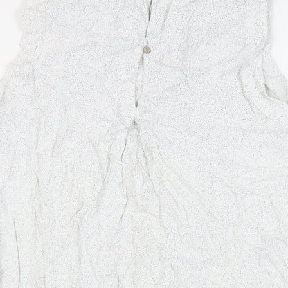 Autograph Womens White Animal Print Viscose Basic Blouse Size 14 Boat Neck