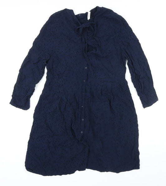 Womens UK Size XL Mango Blue Tunic Blouse