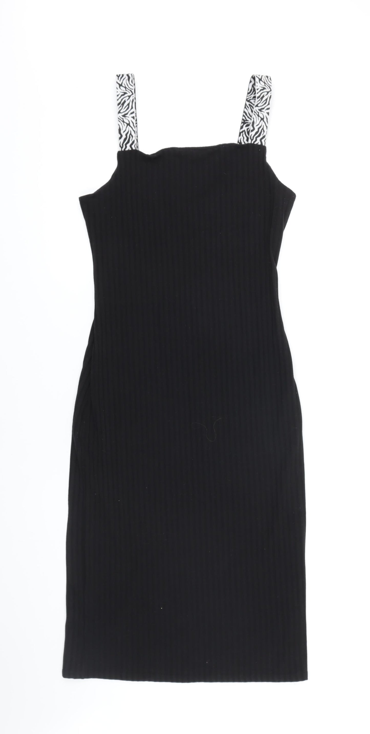 River Island Womens Black Houndstooth Polyester Pencil Dress Size 12 Square Neck