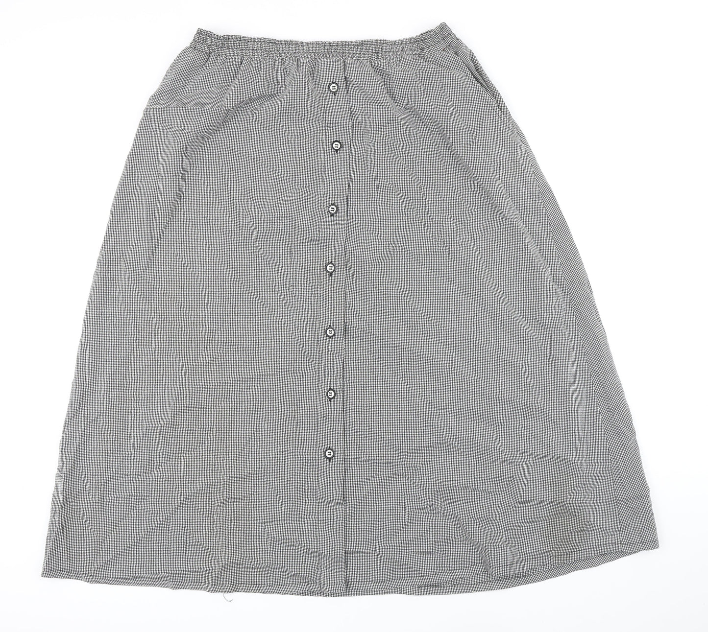 Napa Valley Womens Multicoloured Check Rayon A-Line Skirt Size L Button - Elasticated waist