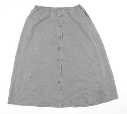 Napa Valley Womens Multicoloured Check Rayon A-Line Skirt Size L Button - Elasticated waist