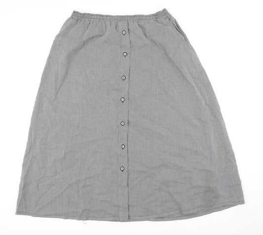 Napa Valley Womens Multicoloured Check Rayon A-Line Skirt Size L Button - Elasticated waist