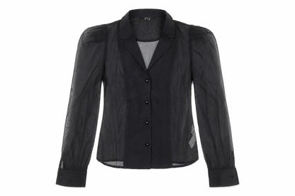 Forever 21 Womens Black Polyester Basic Blouse Size 12 Collared