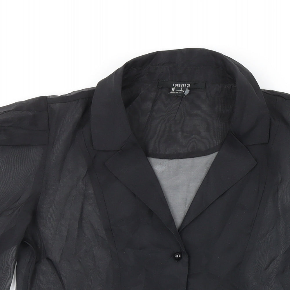 Womens UK Size 12 FOREVER 21 Black Basic Blouse