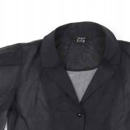 Womens UK Size 12 FOREVER 21 Black Basic Blouse