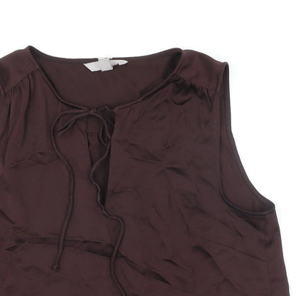 Womens UK Size S H&M Brown Tunic Blouse